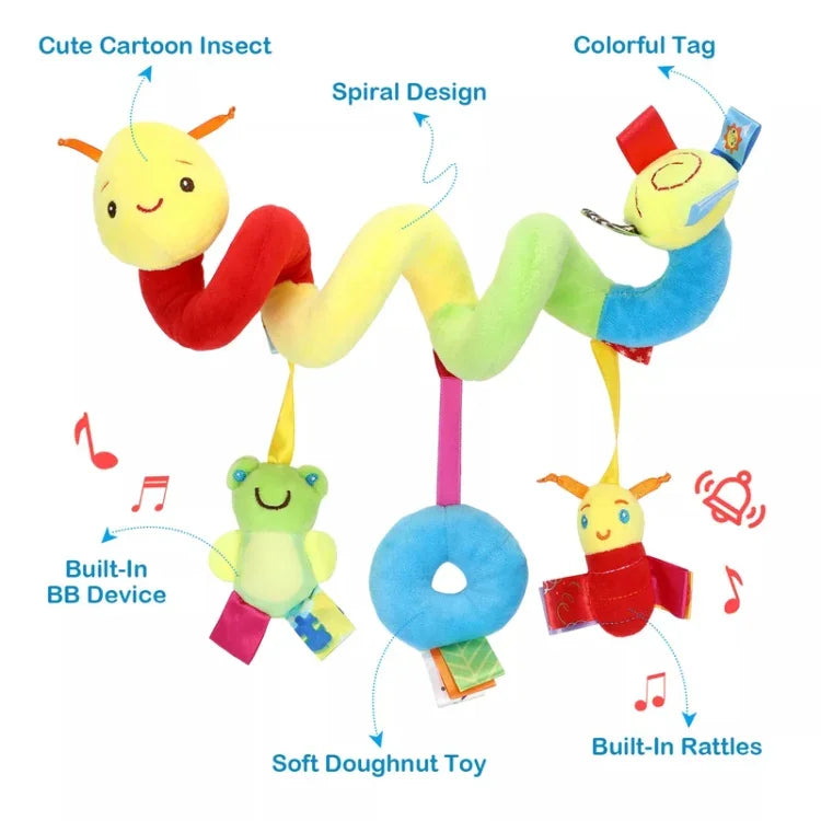 Jouet Spirale pour Lit Bébé Chenille Dessin Animé Animal Bébé avec Hochet Abeille Poussette Suspendu Jouet Apaisant, H033B
