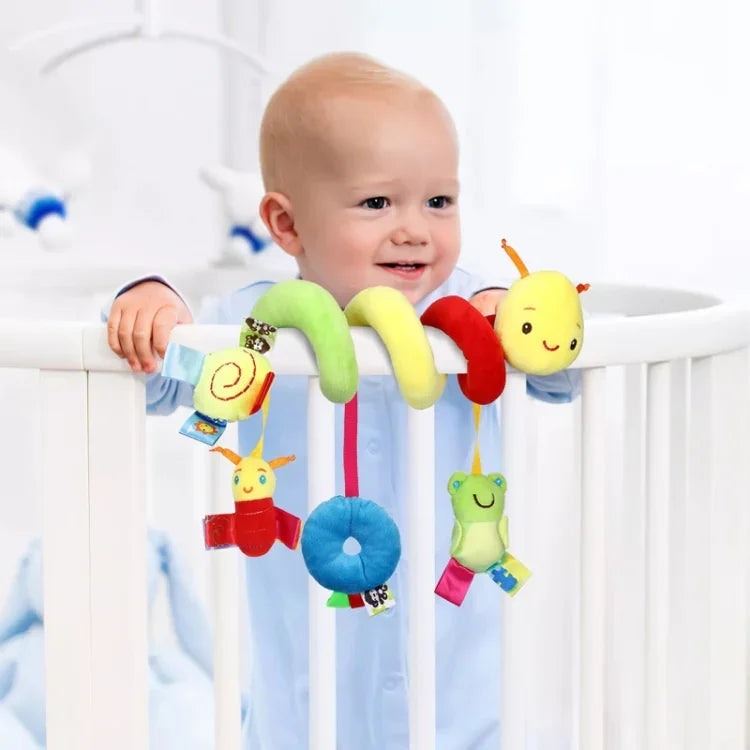 Jouet Spirale pour Lit Bébé Chenille Dessin Animé Animal Bébé avec Hochet Abeille Poussette Suspendu Jouet Apaisant, H033B