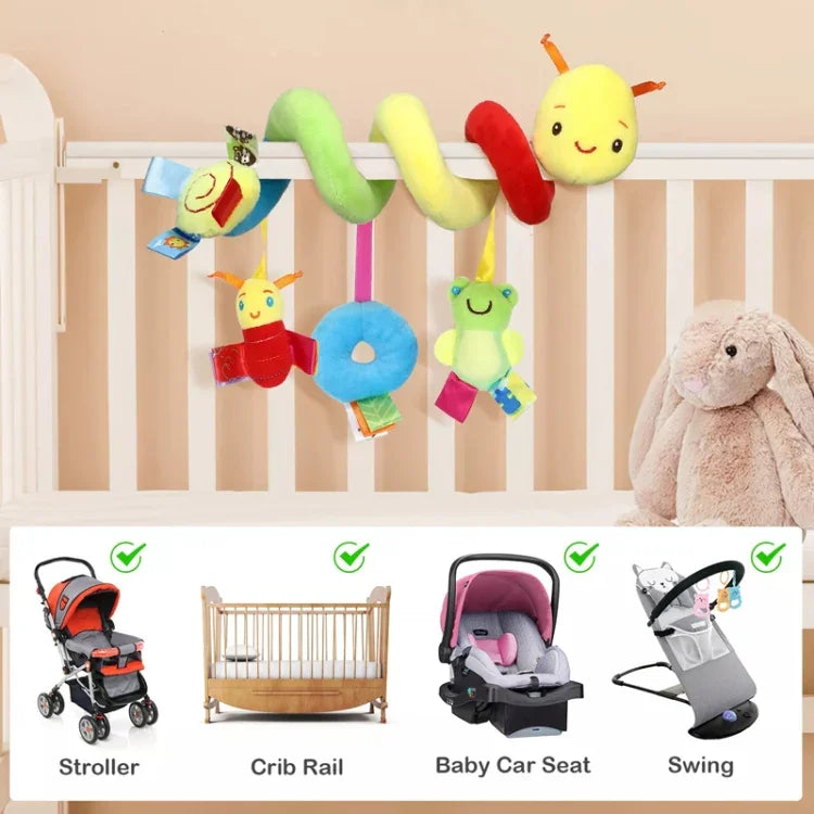 Jouet Spirale pour Lit Bébé Chenille Dessin Animé Animal Bébé avec Hochet Abeille Poussette Suspendu Jouet Apaisant, H033B