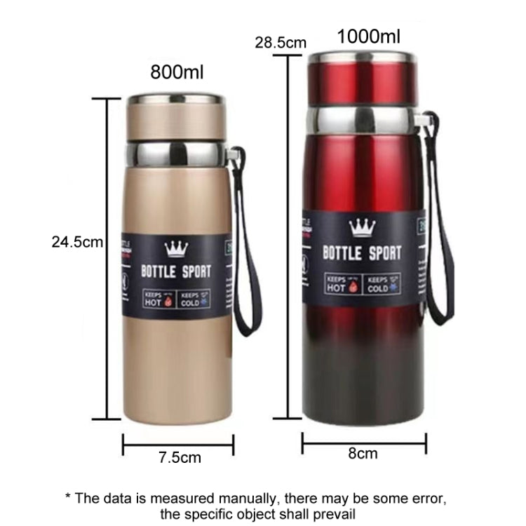 Bouteille isotherme en acier inoxydable 316, grande capacité, thermos sous vide, portable pour voiture, pour l'extérieur, 800 ml, 1000 ml