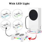 Ventilateur de refroidissement pour console Xbox Series S avec bande LED intégrée, blanc et noir.