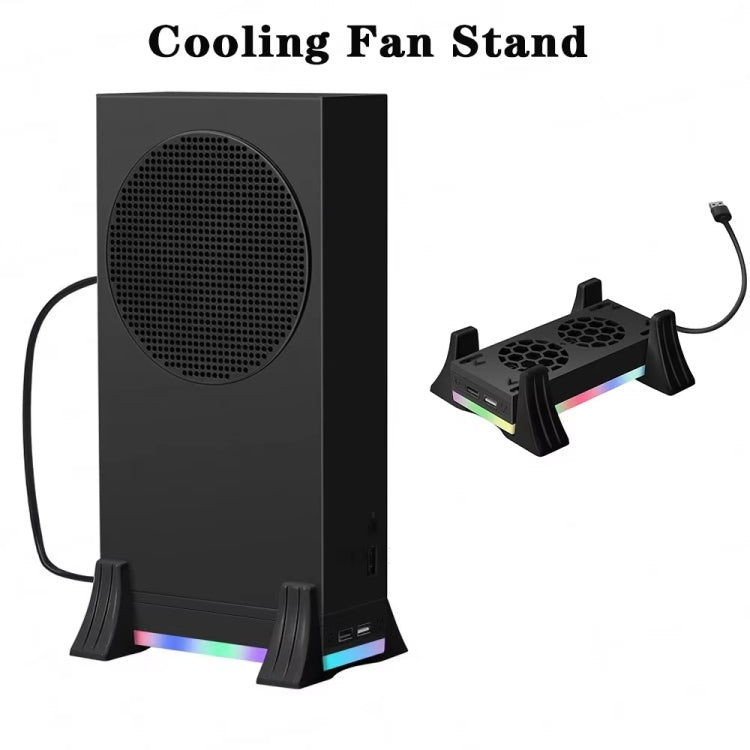 Ventilateur de refroidissement pour console Xbox Series S avec bande LED intégrée, blanc et noir.