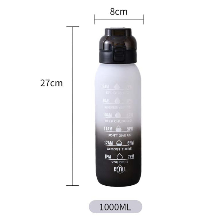 Bouteille d'eau de sport d'extérieur en Tritan de grande capacité 1000ml, couleur dégradée