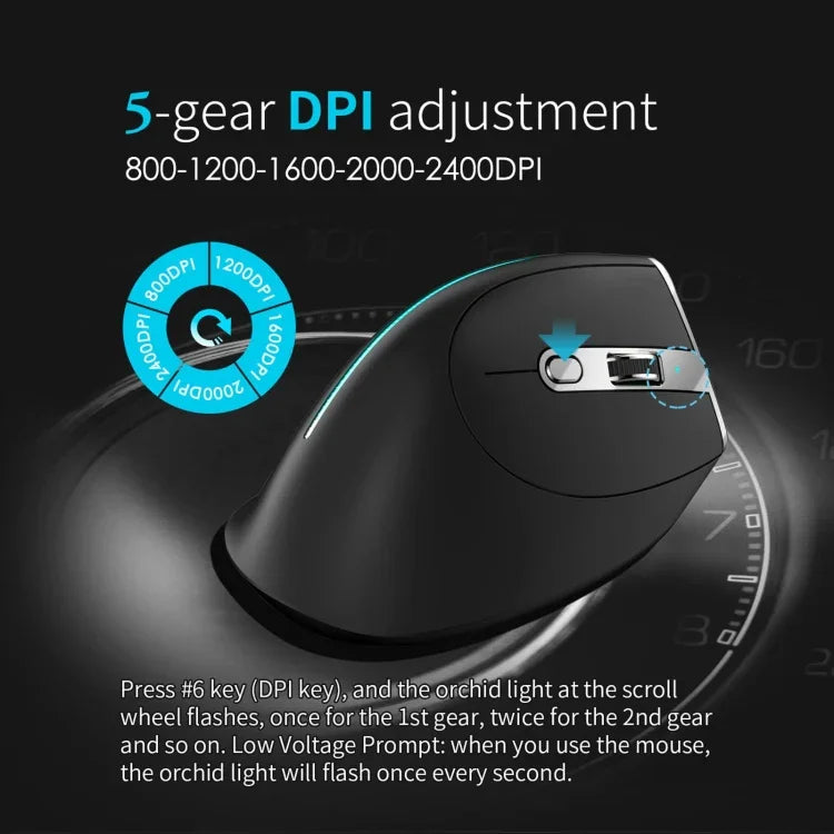 ZELOTES F36 Souris Sans Fil Ergonomique à Prise Verticale Programmable 9 Boutons Double Bluetooth + 2.4G, F36 (Blanc), F36 (Noir)