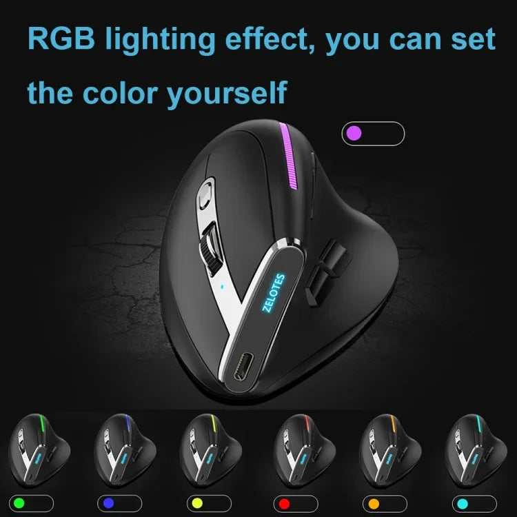 ZELOTES F36 Souris Sans Fil Ergonomique à Prise Verticale Programmable 9 Boutons Double Bluetooth + 2.4G, F36 (Blanc), F36 (Noir)