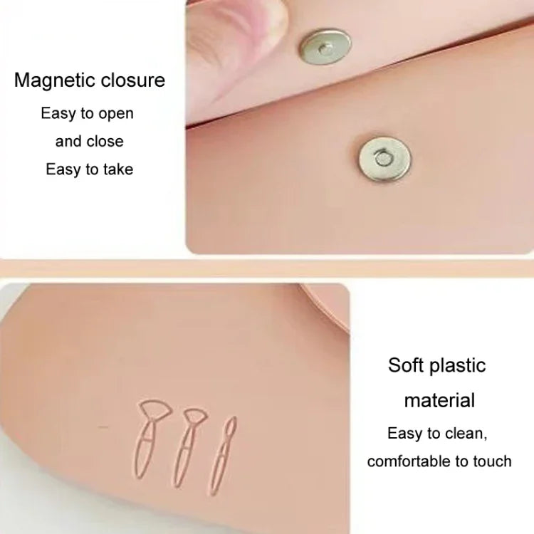 Trousse de Rangement de Pinceaux de Maquillage en Silicone, Sac de Voyage Portable, Grand Organisateur Cosmétique