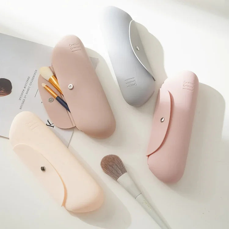 Trousse de Rangement de Pinceaux de Maquillage en Silicone, Sac de Voyage Portable, Grand Organisateur Cosmétique