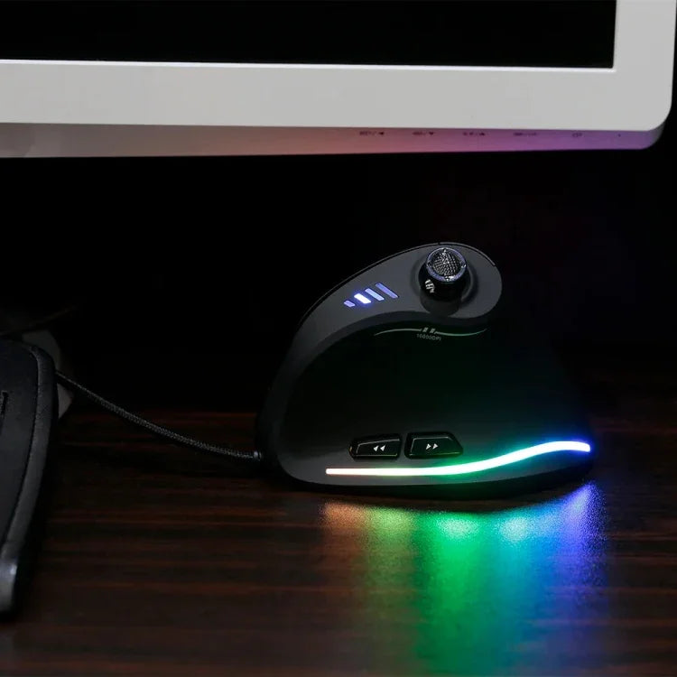 ZELOTES C18 Souris de Jeu Filaire Programmable Joystick Ergonomique à Prise Verticale 11 Boutons RGB, C18