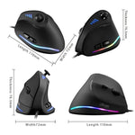 ZELOTES C18 Souris de Jeu Filaire Programmable Joystick Ergonomique à Prise Verticale 11 Boutons RGB, C18
