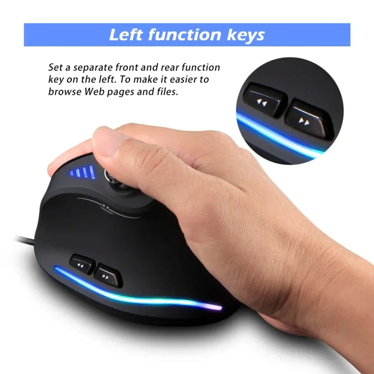 ZELOTES C18 Souris de Jeu Filaire Programmable Joystick Ergonomique à Prise Verticale 11 Boutons RGB, C18
