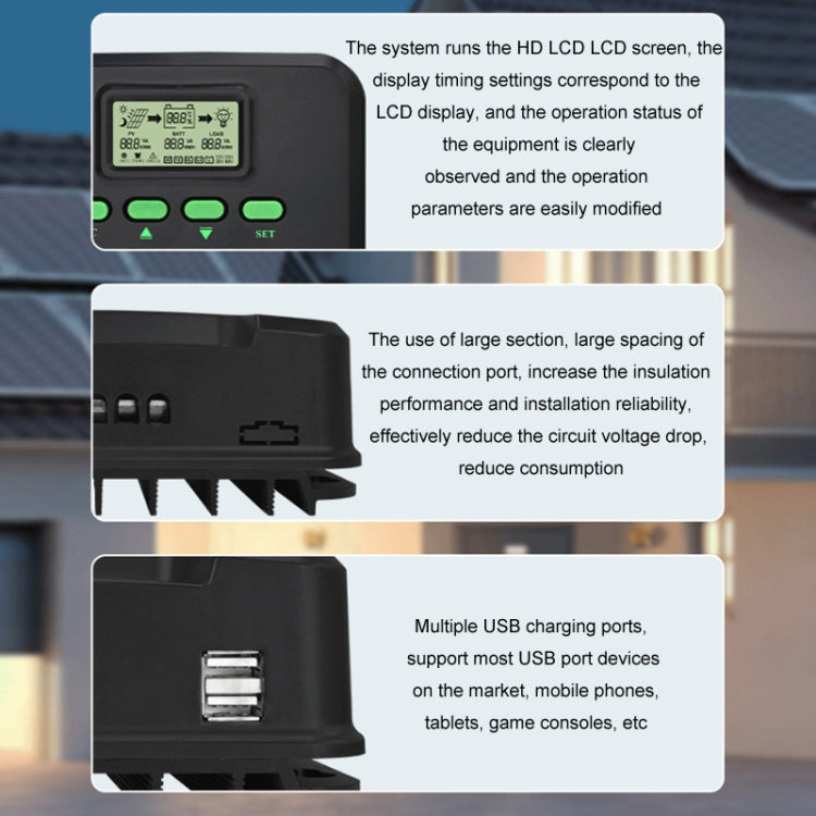 Contrôleur solaire d'identification d'éclairage intelligent MPPT 12V/24V 60A, CM-D60, CM-D50