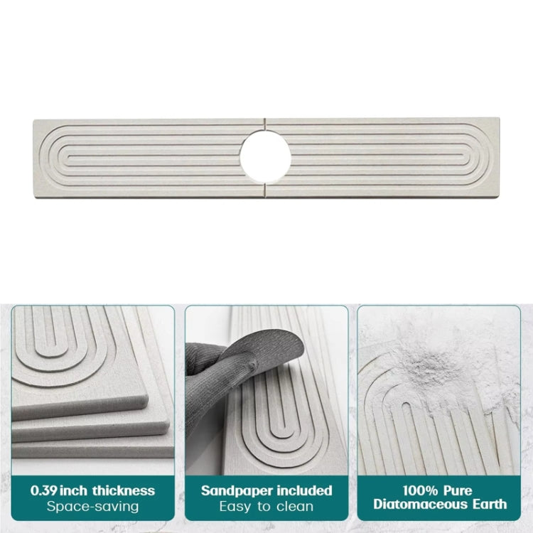 Tapis absorbant en diatomite à séchage rapide pour évier de cuisine et salle de bain, 40x10cm+10x10cm, 60x10cm+10x10cm