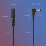 2 pcs câble adaptateur DC 5.5 x 2.1 mm droit vers coudé mâle vers femelle rallonge d'alimentation, B1-2