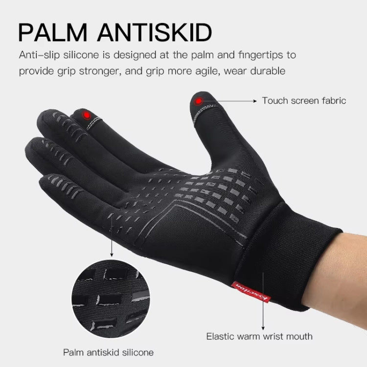 Kyncilor Gants de cyclisme chauds imperméables, écran tactile deux doigts, velours ultra-doux, M, L, XL