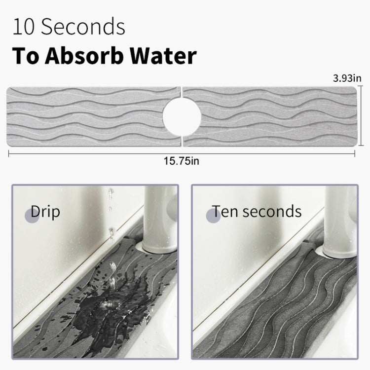 Tapis de séchage en diatomite absorbant l'eau pour cuisine, tapis de drainage pour comptoir de robinet de lavabo de salle de bain, 40x10cm