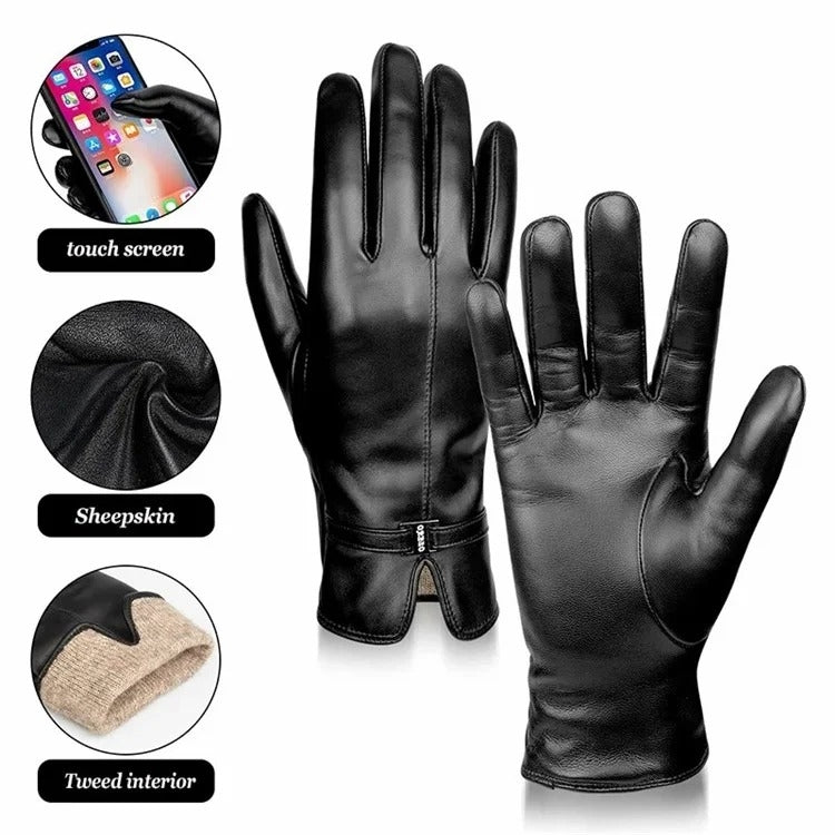 Gants chauds coupe-vent en peau de mouton et doublure polaire pour femme, compatibles écran tactile, épais, pour la conduite sur neige, Tailles S, M, L, XL