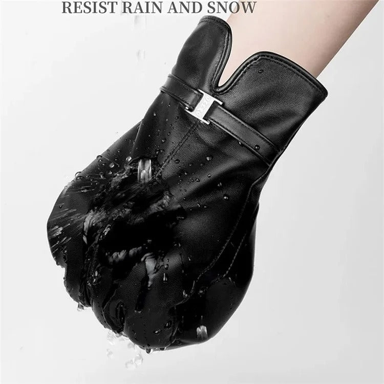 Gants chauds coupe-vent en peau de mouton et doublure polaire pour femme, compatibles écran tactile, épais, pour la conduite sur neige, Tailles S, M, L, XL