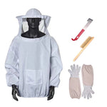 Ensemble Apiculture 4-en-1 Vêtement Anti-Abeilles + Grattoir + Brosse à Abeilles + Gants Anti-Abeilles