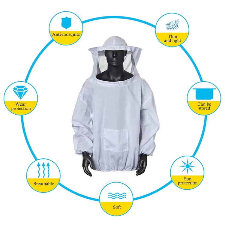 Ensemble Apiculture 4-en-1 Vêtement Anti-Abeilles + Grattoir + Brosse à Abeilles + Gants Anti-Abeilles