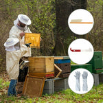 Ensemble Apiculture 4-en-1 Vêtement Anti-Abeilles + Grattoir + Brosse à Abeilles + Gants Anti-Abeilles
