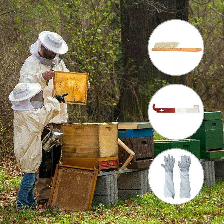 Ensemble Apiculture 4-en-1 Vêtement Anti-Abeilles + Grattoir + Brosse à Abeilles + Gants Anti-Abeilles