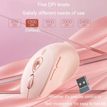Inphic DR801 Souris Sans Fil 2.4G+Bluetooth 5.0/4.0 USB Tri-Mode Silencieuse Rechargeable pour Filles Bureau Maison Jeu