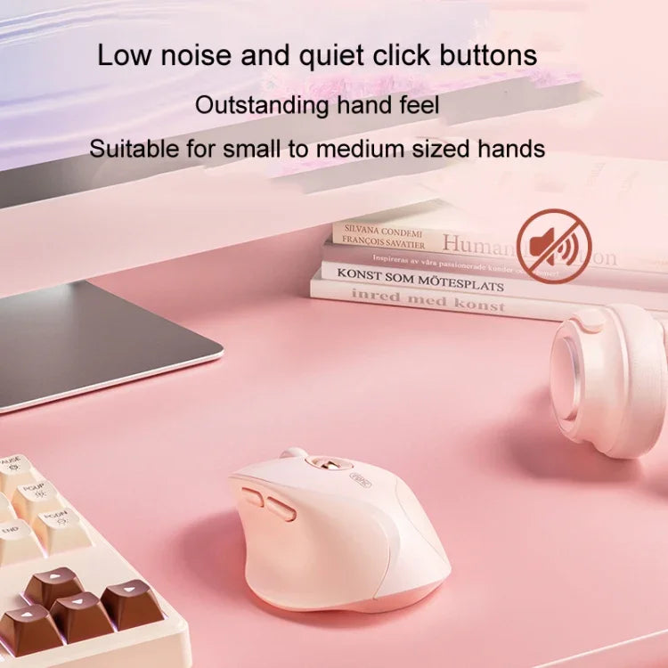 Inphic DR801 Souris Sans Fil 2.4G+Bluetooth 5.0/4.0 USB Tri-Mode Silencieuse Rechargeable pour Filles Bureau Maison Jeu