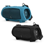 Pour étui en silicone pour enceinte JBL Charge 5 avec sac de transport à bandoulière, étui en silicone noir, étui en silicone bleu