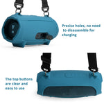 Pour étui en silicone pour enceinte JBL Charge 5 avec sac de transport à bandoulière, étui en silicone noir, étui en silicone bleu