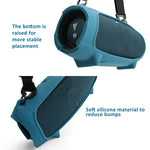 Pour étui en silicone pour enceinte JBL Charge 5 avec sac de transport à bandoulière, étui en silicone noir, étui en silicone bleu