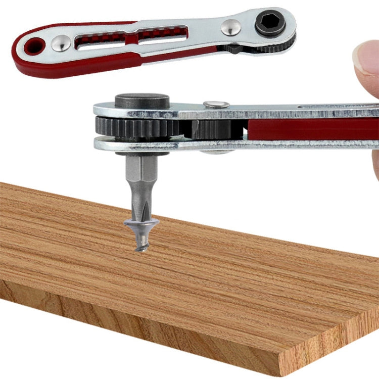 Tournevis à cliquet bidirectionnel mini, clé à douille manuelle multi-usages style tête plate
