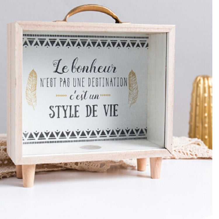 Tirelire créative en bois, décoration de bureau pour chambre à coucher, boîte de rangement de bibelots, boîte de rangement en bois à poignée - A, boîte de rangement en bois à poignée - B, boîte de rangement en bois - A, boîte de rangement en bois - B