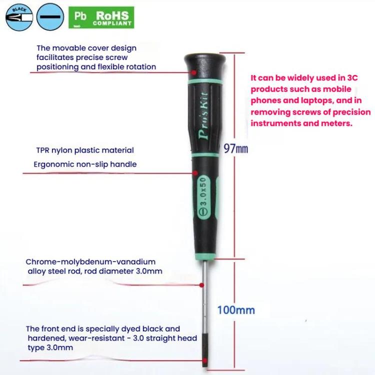 ProsKit SD-081-S7 Tournevis de précision fendu (3,0 x 100 mm) pour réparations électroniques quotidiennes