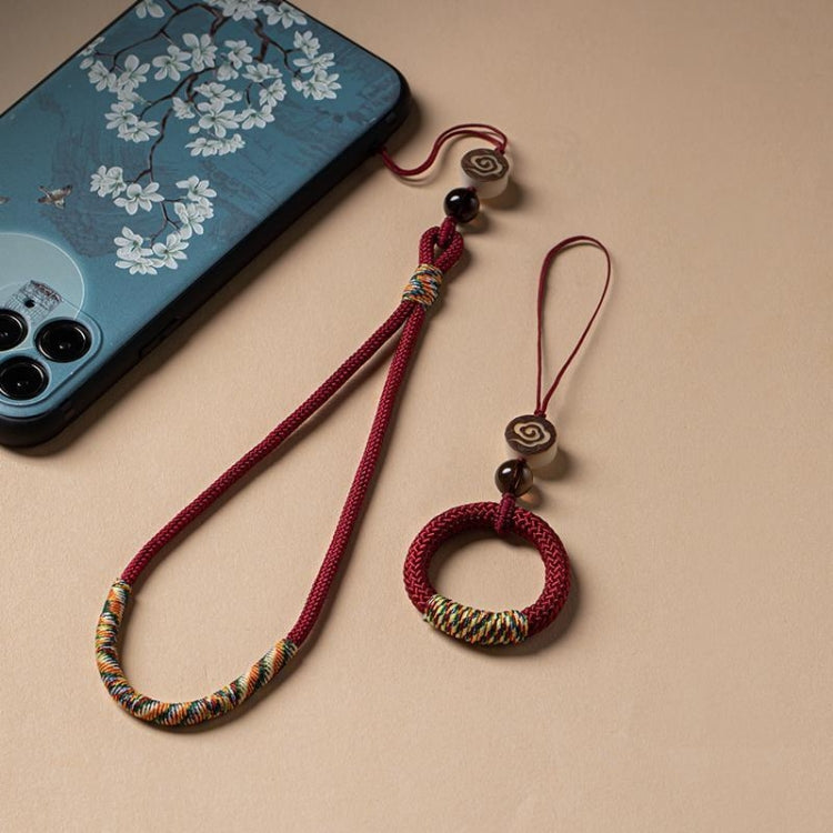 Cordon anti-perte de téléphone portable tissé à la main, avec motif de nuage auspicieux sculpté, à suspendre au poignet ou aux clés