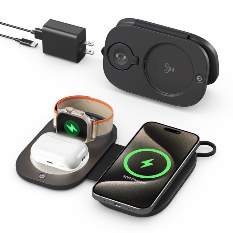 Chargeur sans fil magnétique pliable 3-en-1 T5 pour Apple Watch / iPhone / AirPods
