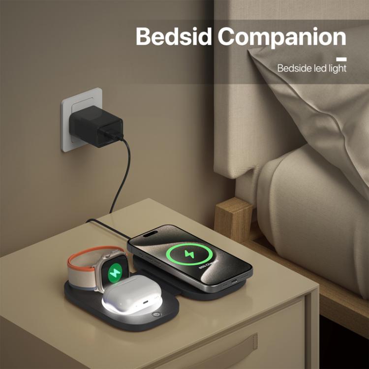 Chargeur sans fil magnétique pliable 3-en-1 T5 pour Apple Watch / iPhone / AirPods