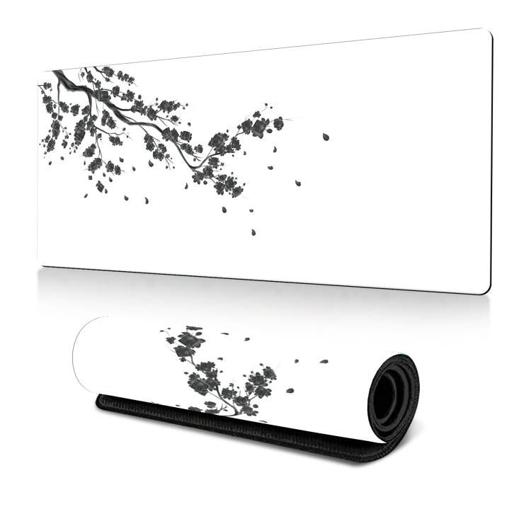 Tapis de Souris Antidérapant en Caoutchouc Peinture à l'Encre Fleur de Cerisier pour Bureau, 300x600x2mm, 300x700x2mm, 300x800x2mm, 400x900x2mm