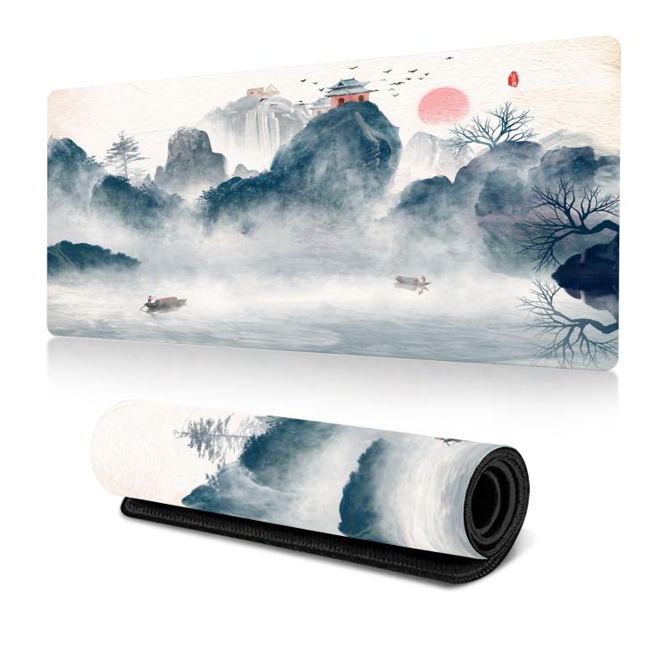 Tapis de Souris Antidérapant en Caoutchouc Peinture à l'Encre Fleur de Cerisier pour Bureau, 300x600x2mm, 300x700x2mm, 300x800x2mm, 400x900x2mm
