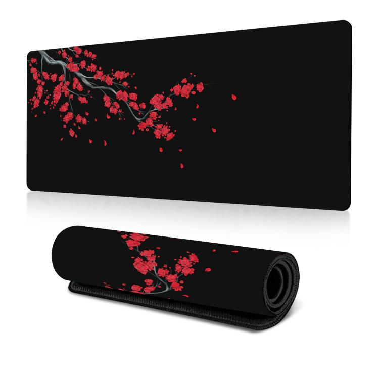 Tapis de Souris Antidérapant en Caoutchouc Peinture à l'Encre Fleur de Cerisier pour Bureau, 300x600x2mm, 300x700x2mm, 300x800x2mm, 400x900x2mm