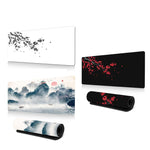Tapis de Souris Antidérapant en Caoutchouc Peinture à l'Encre Fleur de Cerisier pour Bureau, 300x600x2mm, 300x700x2mm, 300x800x2mm, 400x900x2mm