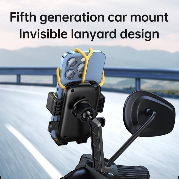 Support de téléphone pour vélo et moto avec sangle en silicone cachée, guidon, rétroviseur