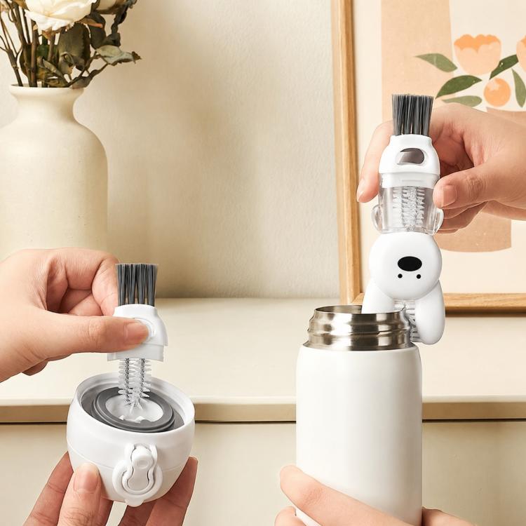 Brosse 3 en 1 pour tasse, lapin, multifonction, fente, bouteille, tasse isotherme, anneau en caoutchouc rainuré, brosse de nettoyage