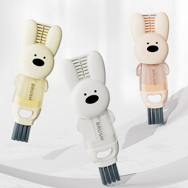 Brosse 3 en 1 pour tasse, lapin, multifonction, fente, bouteille, tasse isotherme, anneau en caoutchouc rainuré, brosse de nettoyage