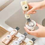 Brosse 3 en 1 pour tasse, lapin, multifonction, fente, bouteille, tasse isotherme, anneau en caoutchouc rainuré, brosse de nettoyage