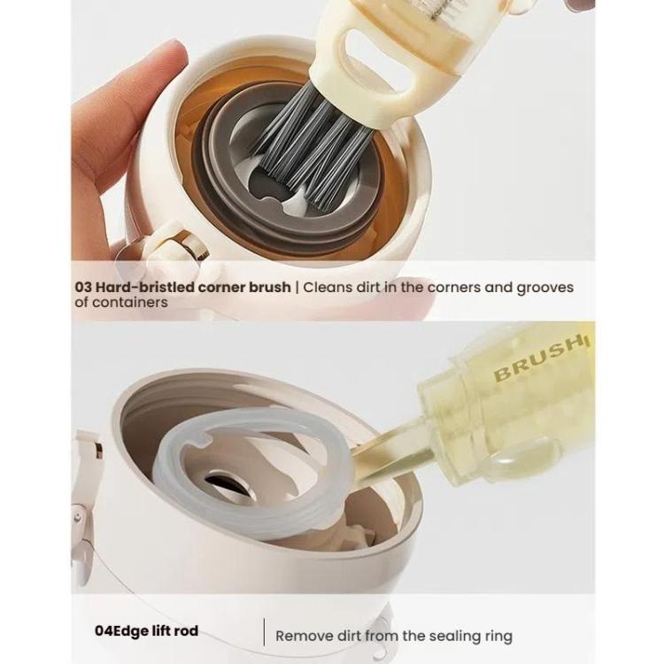 Brosse 3 en 1 pour tasse, lapin, multifonction, fente, bouteille, tasse isotherme, anneau en caoutchouc rainuré, brosse de nettoyage