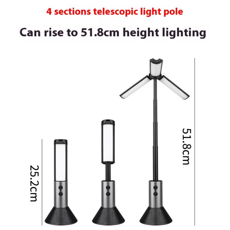 Lanterne de camping rétractable Lampe torche rechargeable Hauteur réglable de 25,2 à 51,8 cm