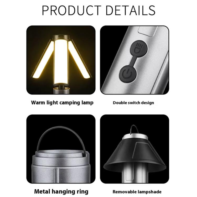Lanterne de camping rétractable Lampe torche rechargeable Hauteur réglable de 25,2 à 51,8 cm
