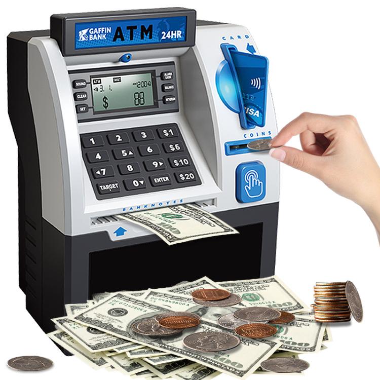 Distributeur automatique de billets simulé (DAB) Machine de mot de passe intelligente Carte de balayage Enfants Tirelire