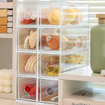 Organisateur de bureau en acrylique avec 4 tiroirs, vitrine à lunettes empilable, boîte de rangement pour pinceaux de maquillage et papeterie, 27x17,5x7,3cm