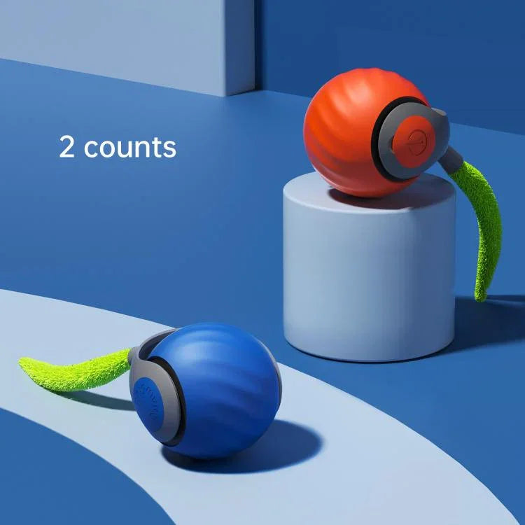 Balle Intelligente Automatique Interactif Jouets pour Chat Rechargeable USB Ajustement Deux Vitesses, Orange TUTU, Bleu TUTU